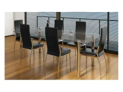 Sillas de comedor 6 unidades cuero sintético negro