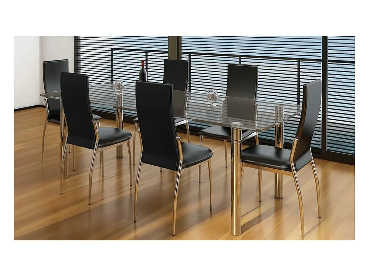 Sillas de comedor 6 unidades cuero sintético negro
