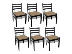 Sillas de comedor 6 unidades madera maciza y terciopelo marrón