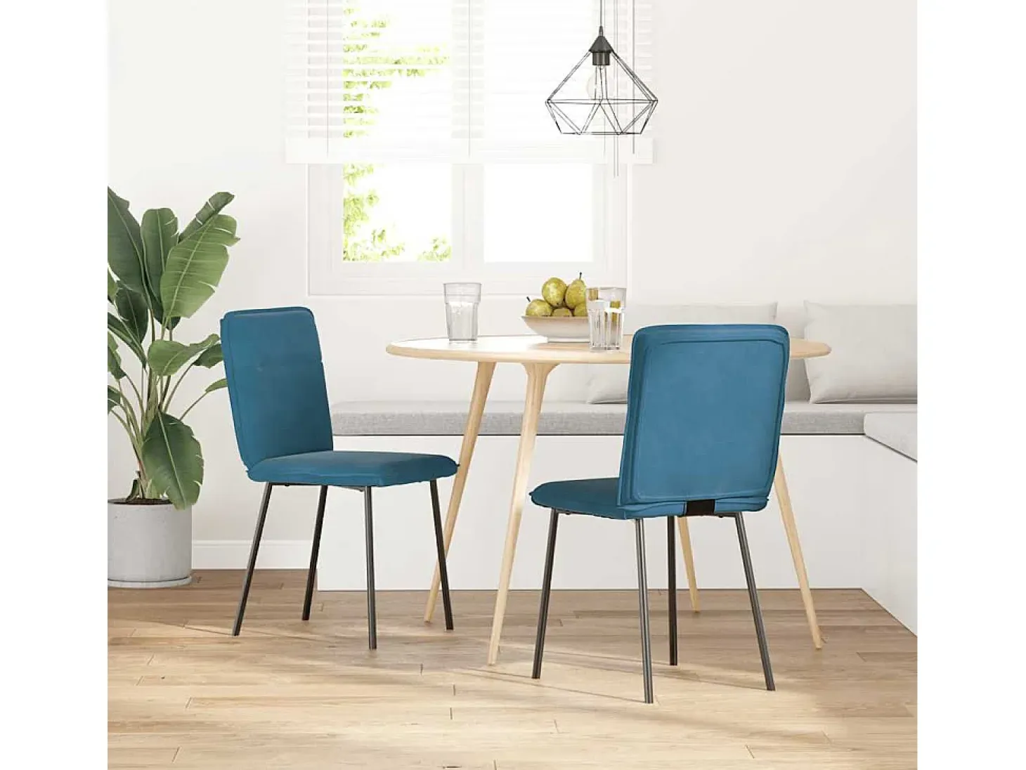 Sillas de comedor 2 unidades terciopelo azul