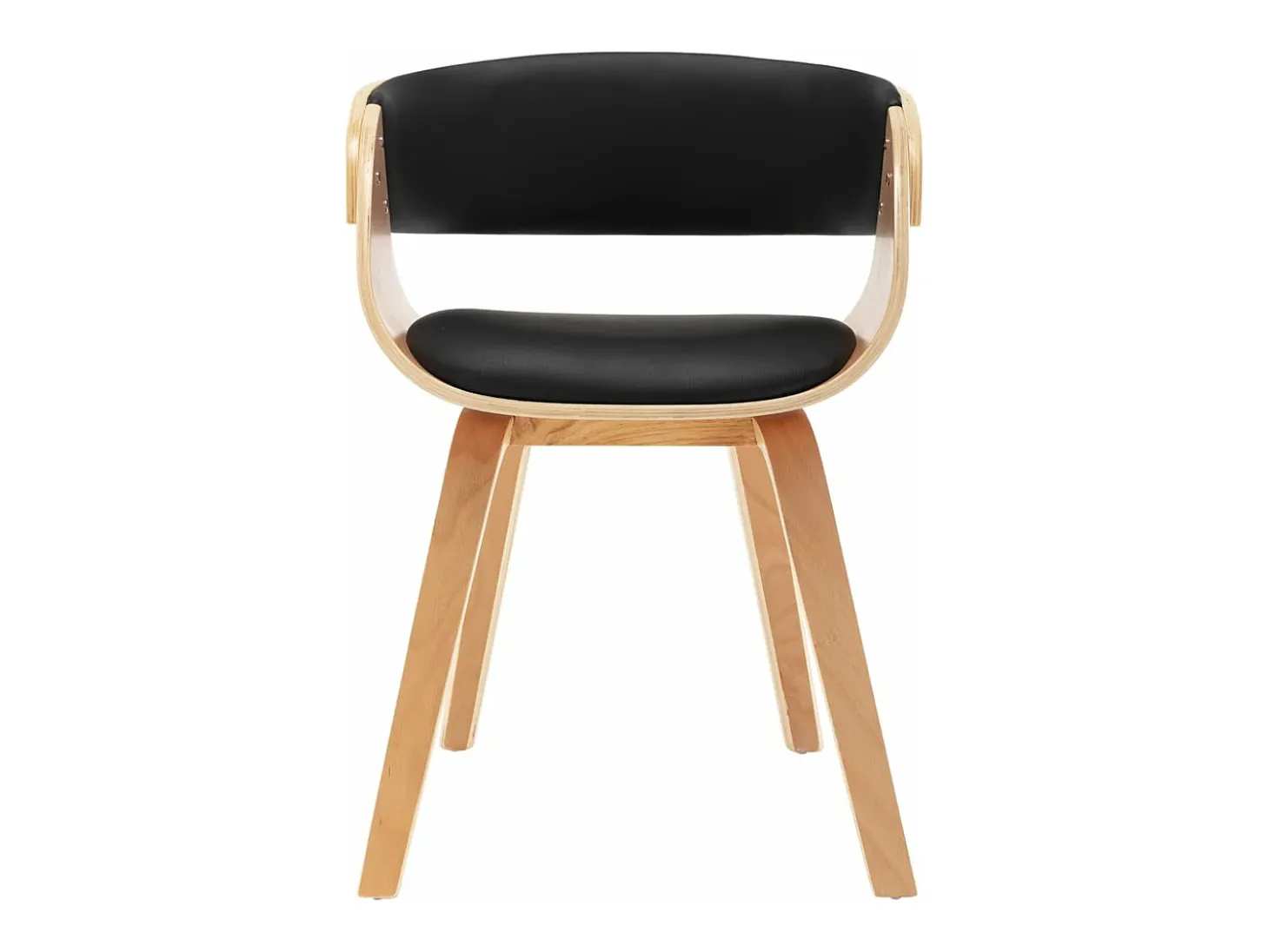 Sillas de comedor 2 unidades madera curvada y cuero sintético negro