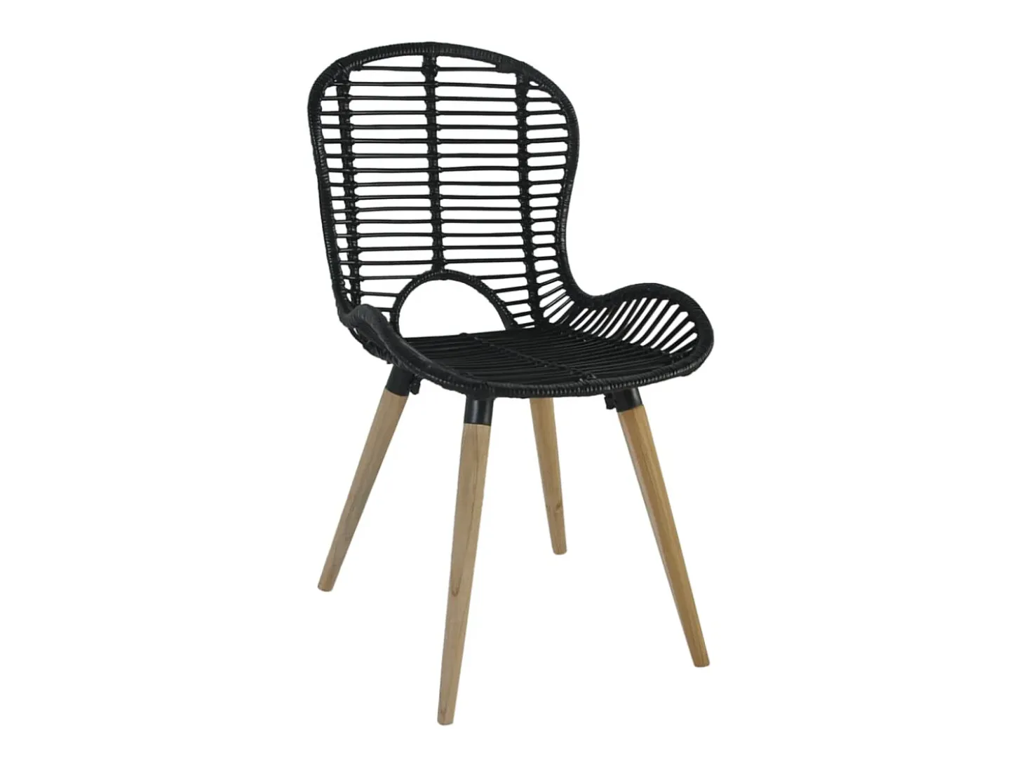 Sillas de comedor 4 unidades de ratán natural negro
