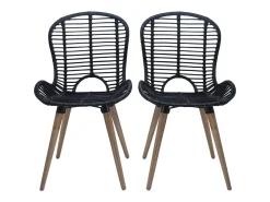 Sillas de comedor 4 unidades de ratán natural negro