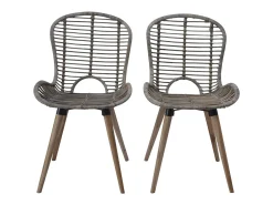 Sillas de comedor 6 unidades ratán natural marrón