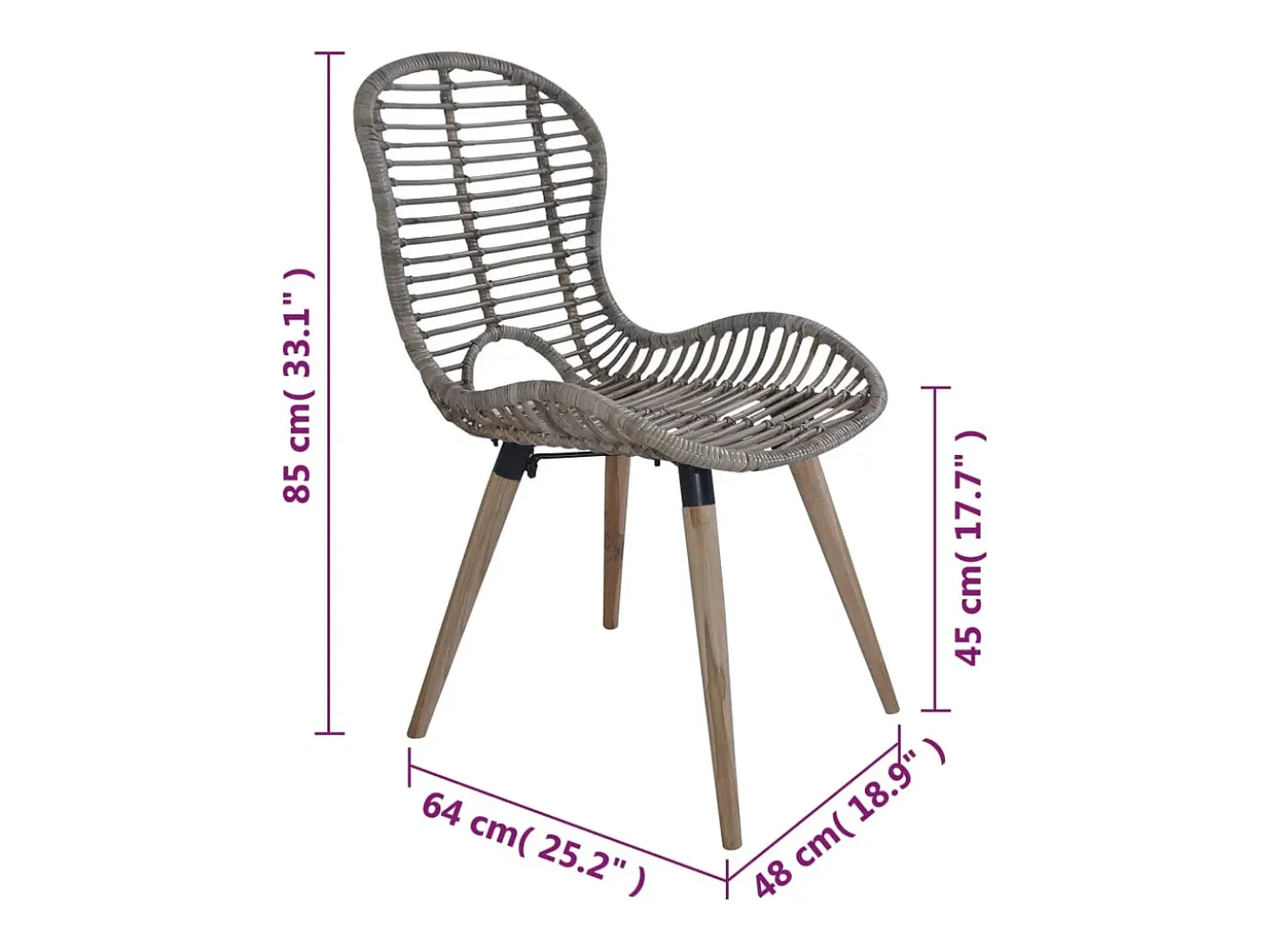 Sillas de comedor 6 unidades ratán natural marrón
