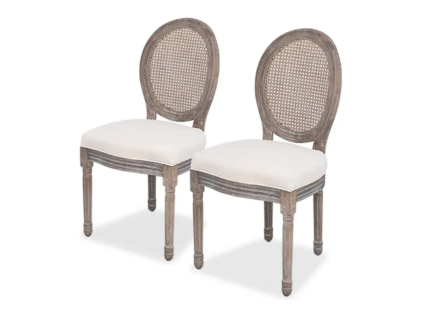 Sillas de comedor 2 unidades tela color crema