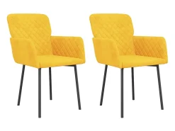 Sillas de comedor 2 unidades terciopelo amarillo