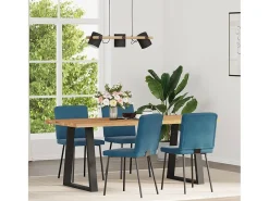 Sillas de comedor 4 unidades terciopelo azul