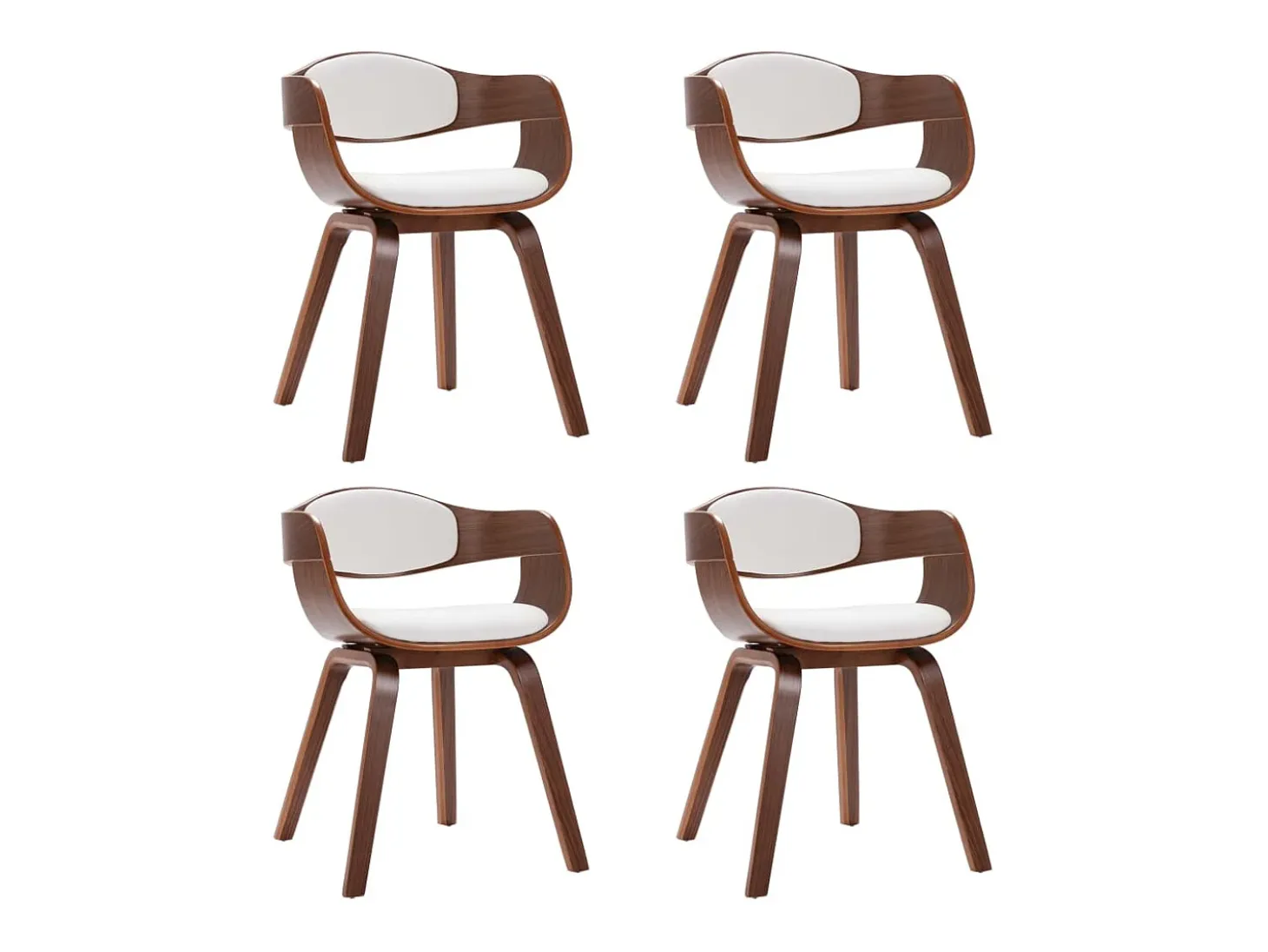 Sillas de comedor 4 unidades madera curvada y cuero sintético