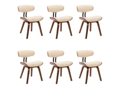 Sillas de comedor 6 unidades madera curvada y cuero sintético