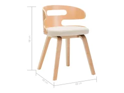 Sillas de comedor 6 unidades madera curvada y cuero sintético crema