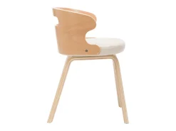 Sillas de comedor 6 unidades madera curvada y cuero sintético crema
