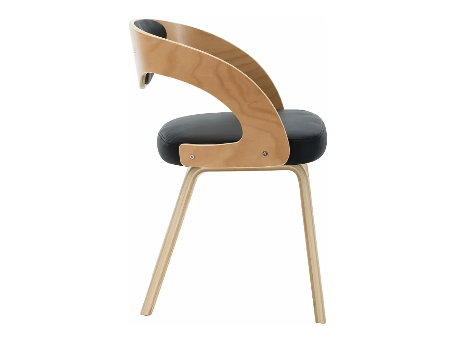 Sillas de comedor 6 unidades madera curvada cuero sintético negro