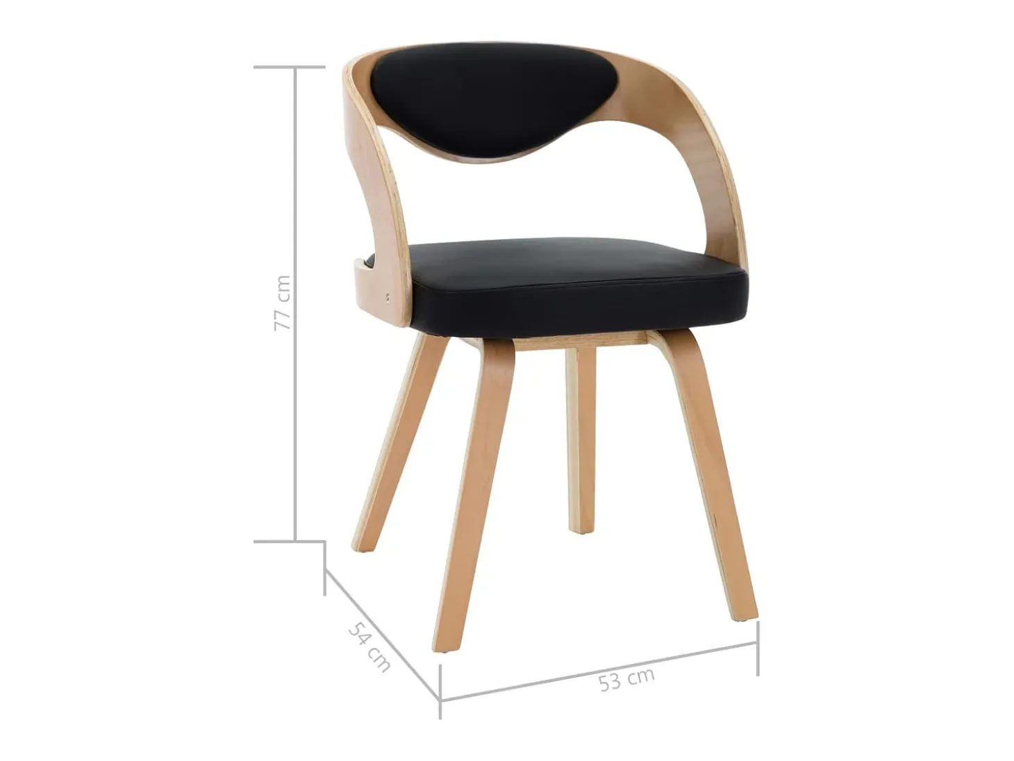 Sillas de comedor 6 unidades madera curvada cuero sintético negro