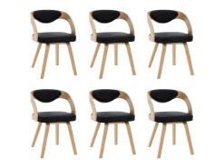 Sillas de comedor 6 unidades madera curvada cuero sintético negro