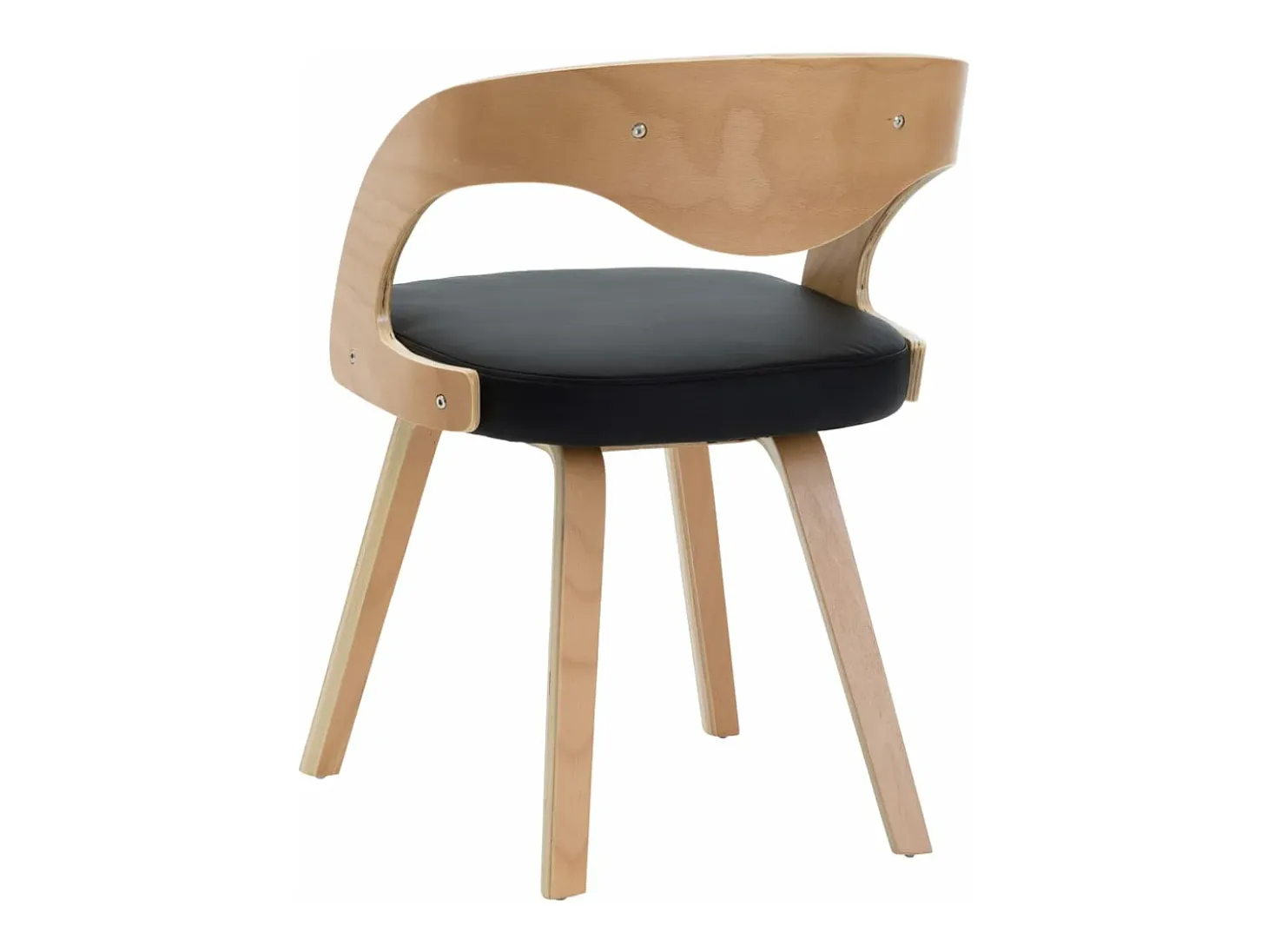Sillas de comedor 6 unidades madera curvada cuero sintético negro