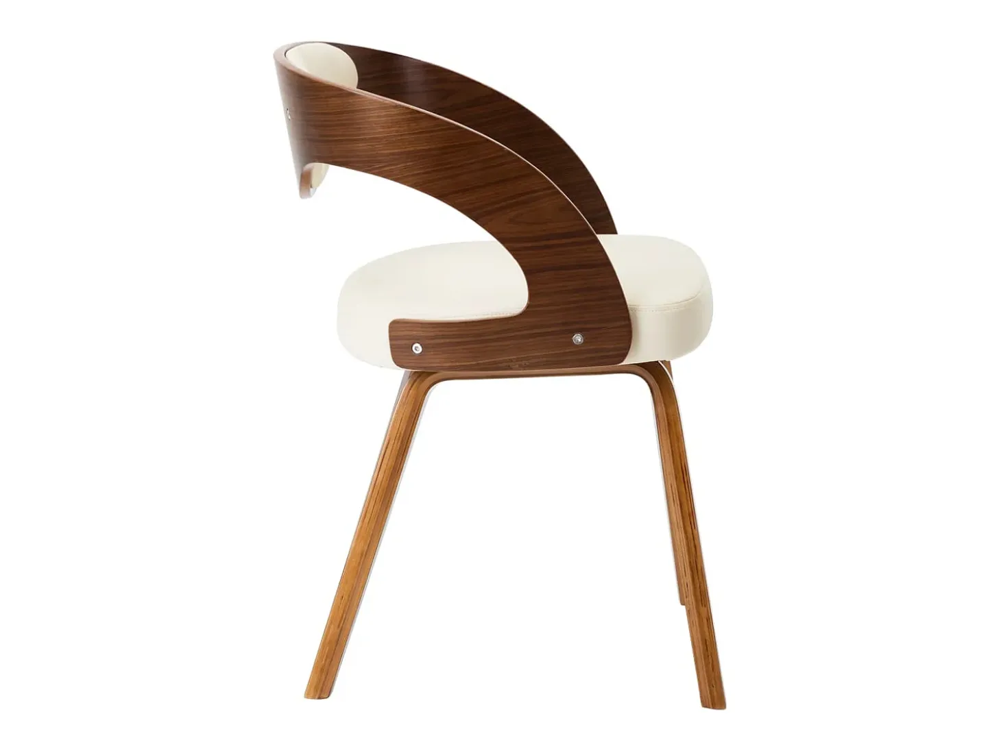 Sillas de comedor 4 unidades madera curvada y cuero sintético crema