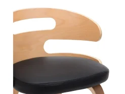 Sillas de comedor 6 unidades madera curvada cuero sintético negro
