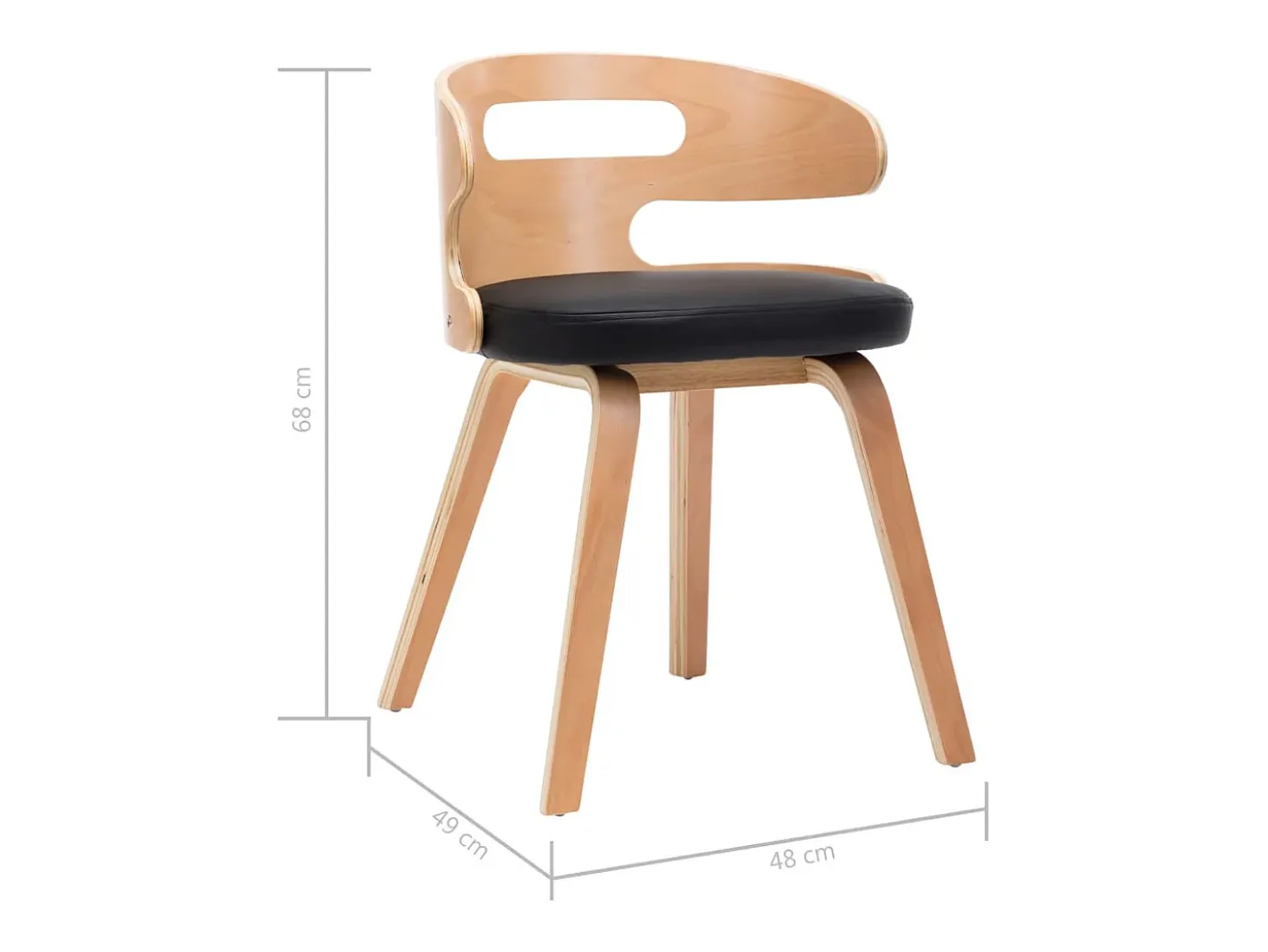 Sillas de comedor 6 unidades madera curvada cuero sintético negro