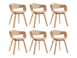 Sillas de comedor 6 unidades madera curvada y cuero sintético