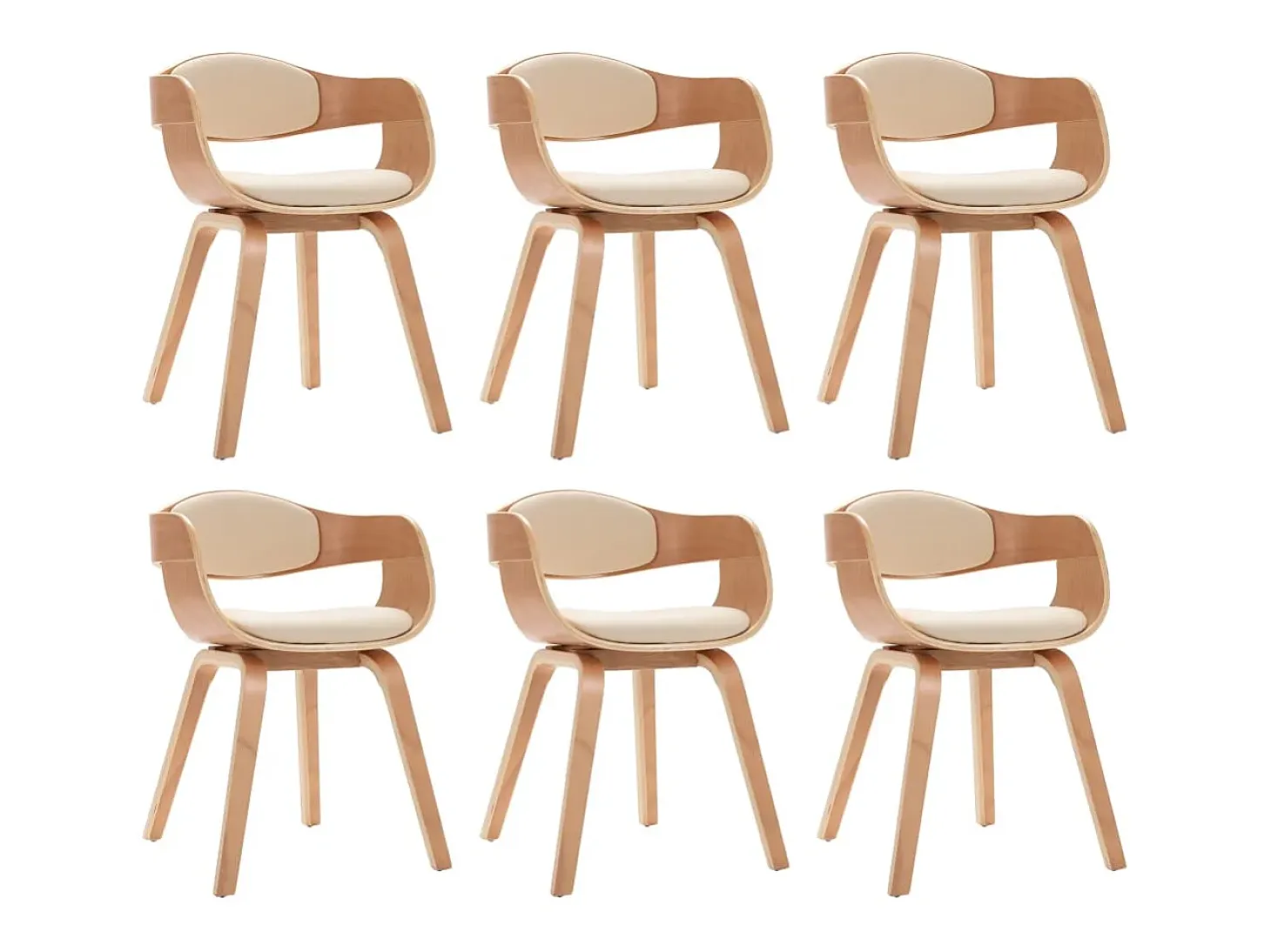 Sillas de comedor 6 unidades madera curvada y cuero sintético