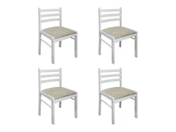 Sillas de comedor 4 unidades madera maciza caucho terciopelo blanco