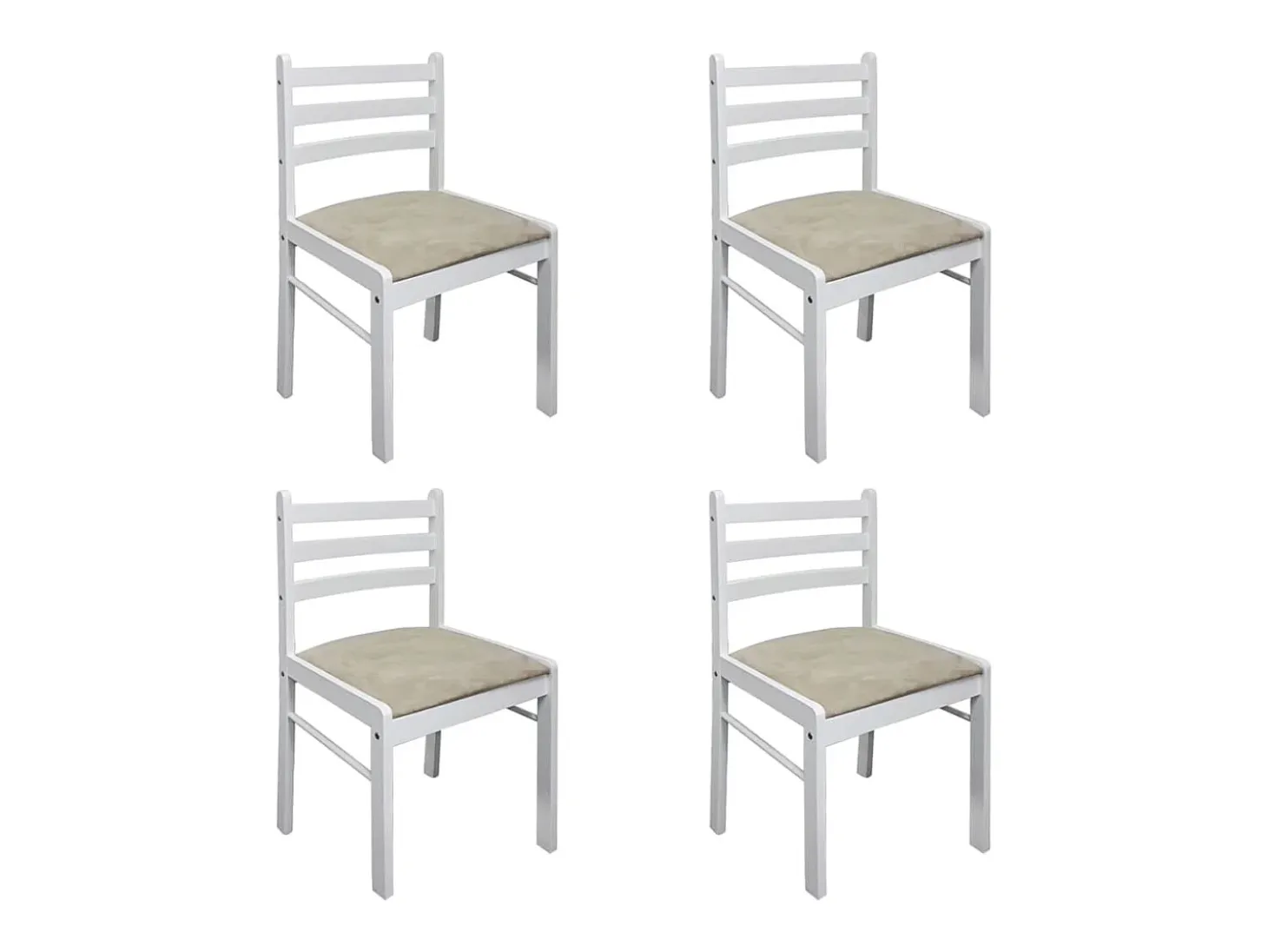 Sillas de comedor 4 unidades madera maciza caucho terciopelo blanco
