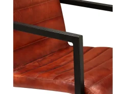 Sillas de comedor 4 unidades cuero auténtico marrón