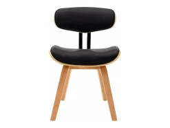Sillas de comedor 2 unidades madera curvada y cuero sintético negro
