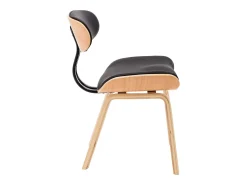 Sillas de comedor 2 unidades madera curvada y cuero sintético negro