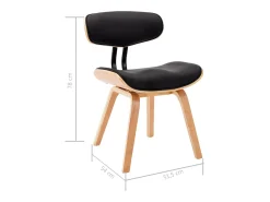 Sillas de comedor 2 unidades madera curvada y cuero sintético negro