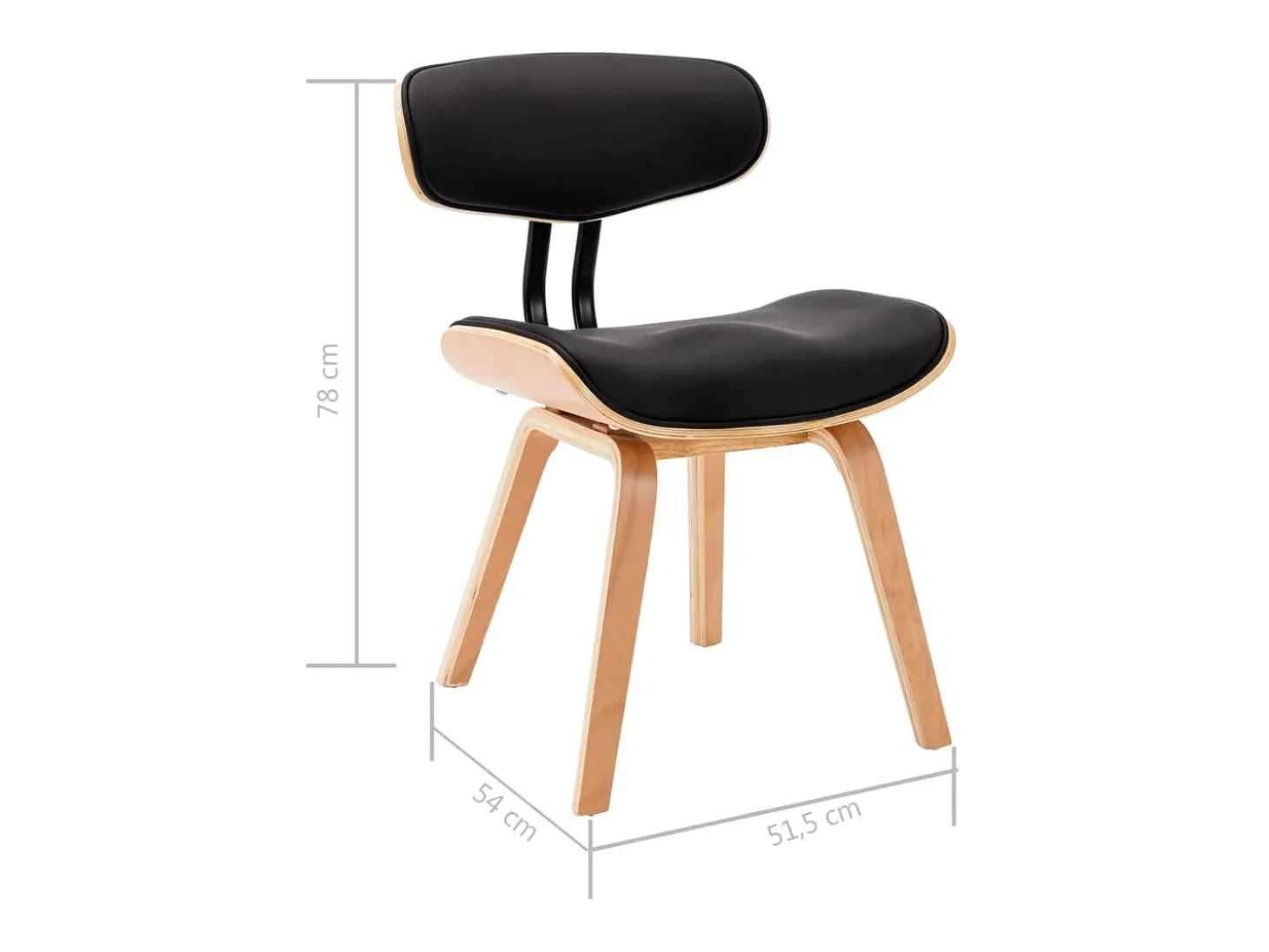 Sillas de comedor 2 unidades madera curvada y cuero sintético negro