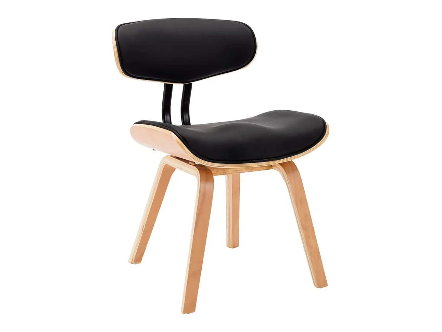 Sillas de comedor 2 unidades madera curvada y cuero sintético negro