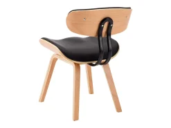 Sillas de comedor 2 unidades madera curvada y cuero sintético negro