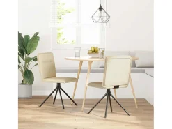 Sillas de comedor 2 unidades tela color crema