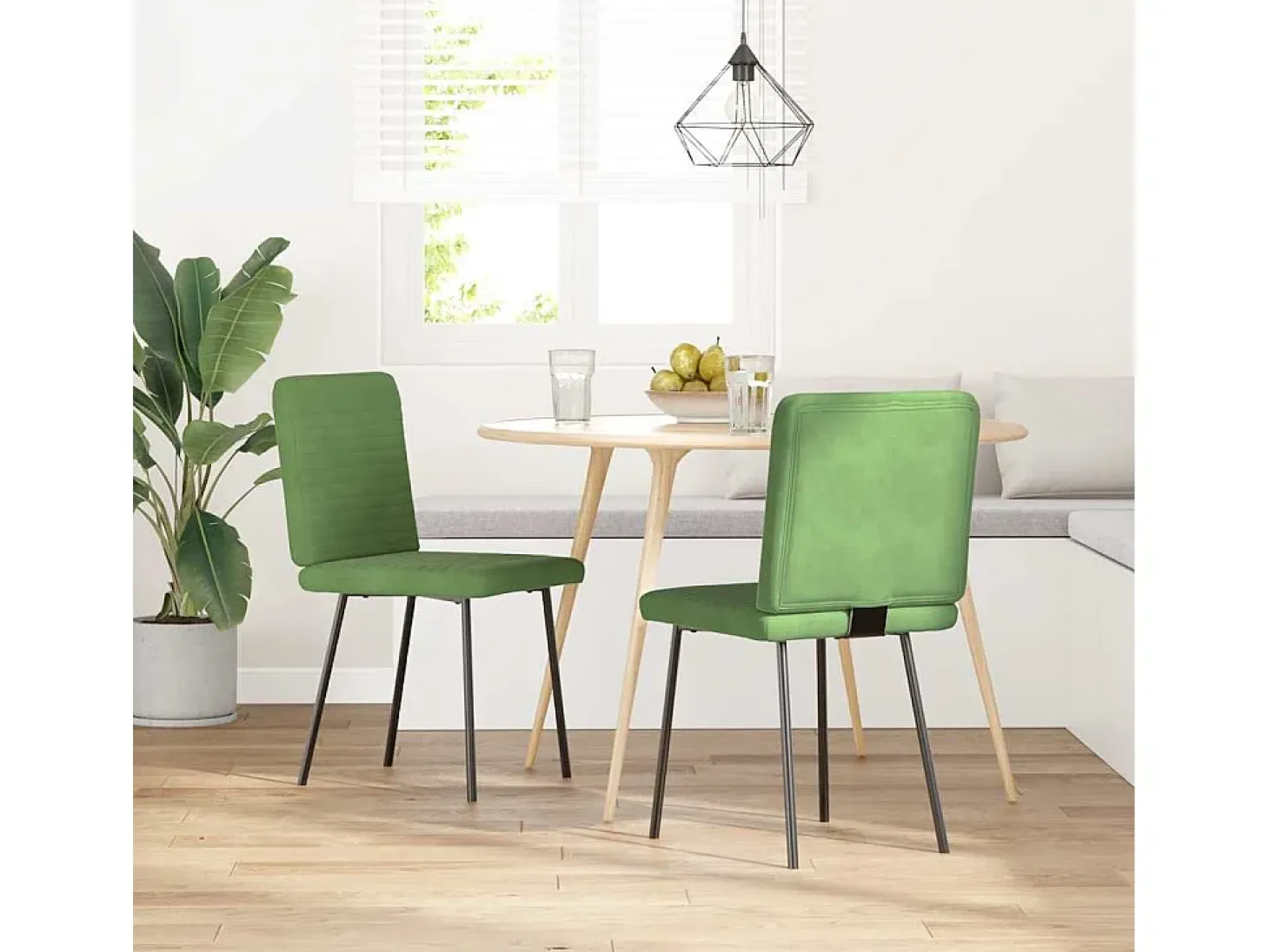 Sillas de comedor 2 unidades terciopelo verde claro