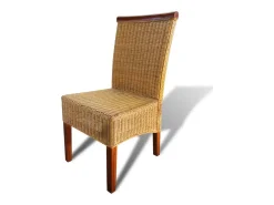 Sillas de comedor 2 unidades ratán natural marrón