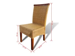 Sillas de comedor 2 unidades ratán natural marrón