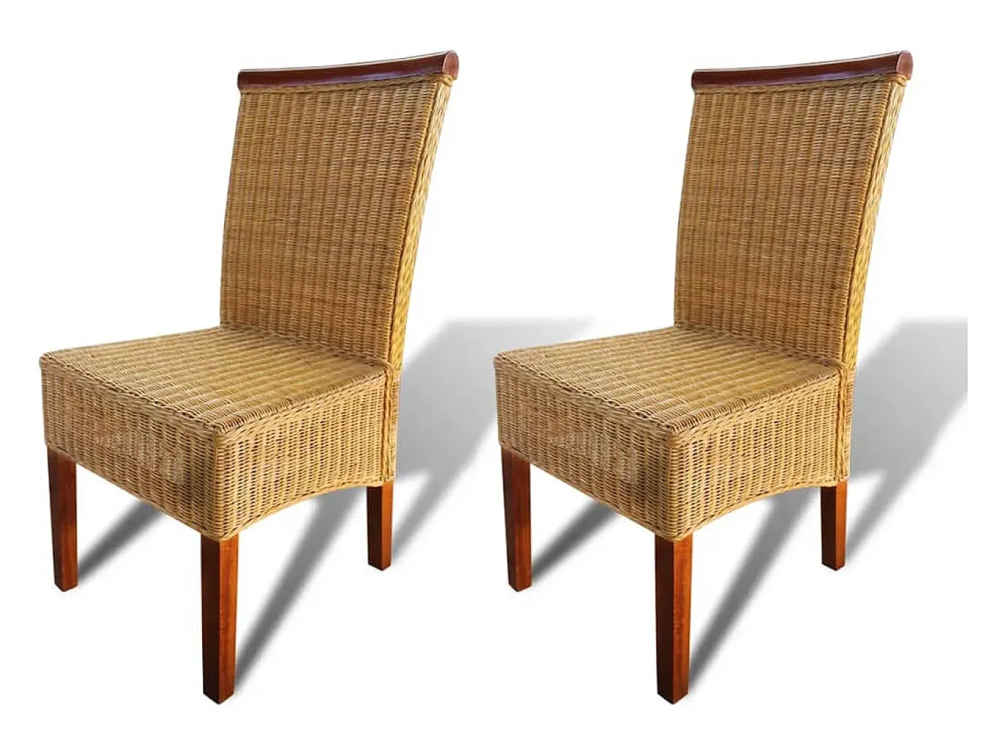 Sillas de comedor 2 unidades ratán natural marrón