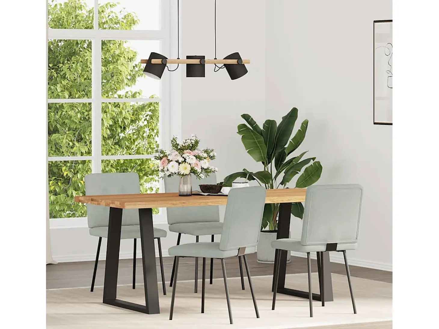 Sillas de comedor 4 unidades terciopelo gris claro
