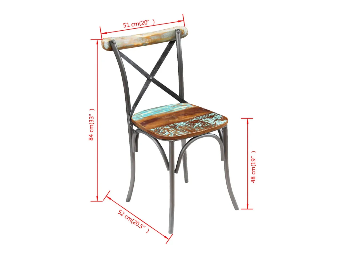 Sillas de comedor 2 unidades madera maciza reciclada