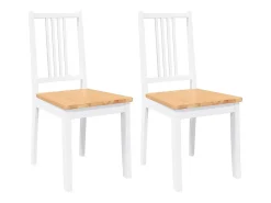Sillas de comedor 2 unidades madera maciza de caucho blanco