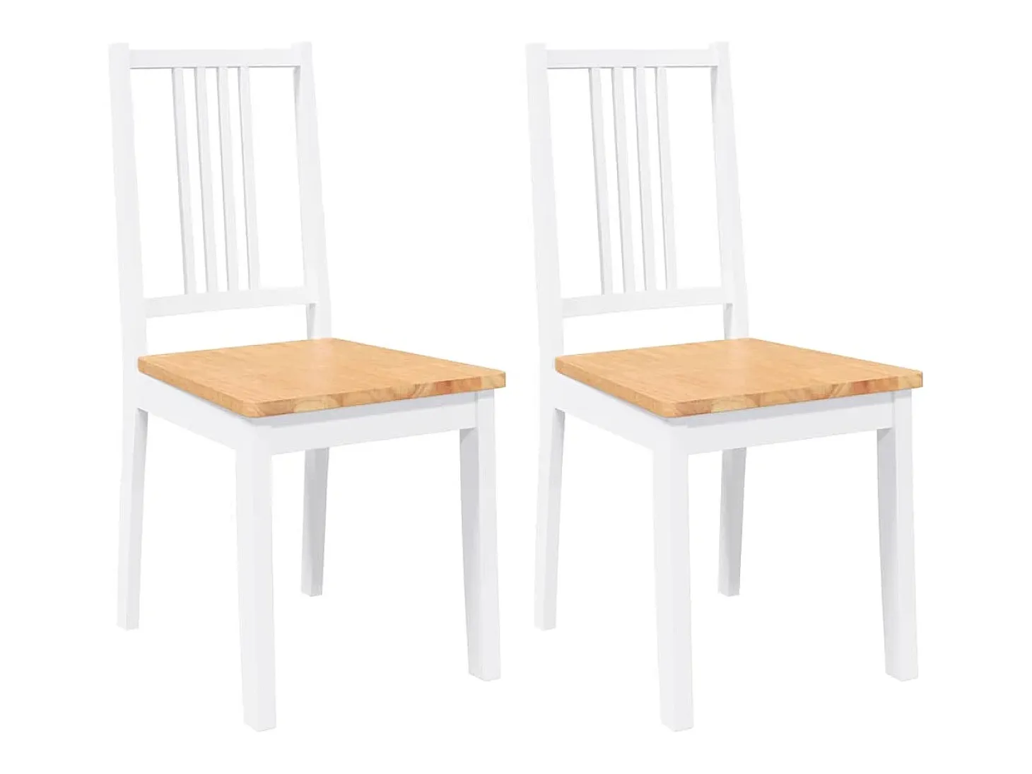 Sillas de comedor 2 unidades madera maciza de caucho blanco