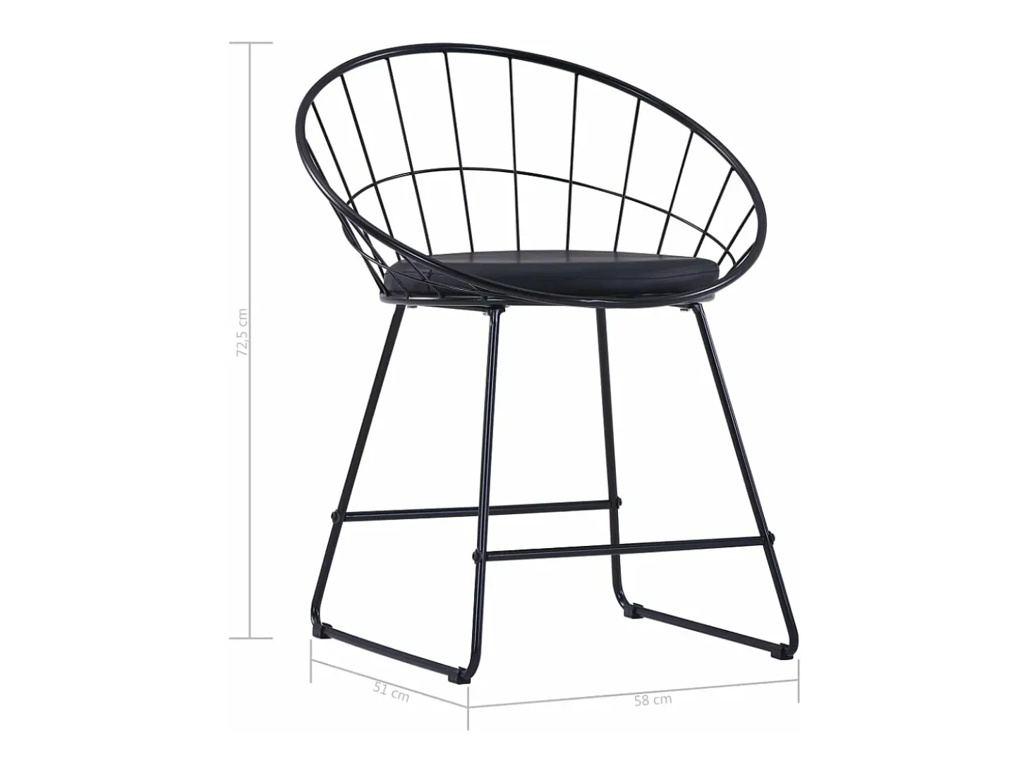 Sillas de comedor asientos de cuero sintético 4 unidades acero negro