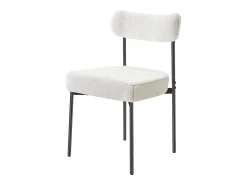 Sillas de Comedor Bouclettes SucceBuy, Juego de 4 Sillas de Cocina Sherpa, con Respaldo Curvo y Patas de Metal, para Mesa de Comedor, Blanco