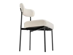 Sillas de Comedor Bouclettes SucceBuy, Juego de 4 Sillas de Cocina Sherpa, con Respaldo Curvo y Patas de Metal, para Mesa de Comedor, Blanco