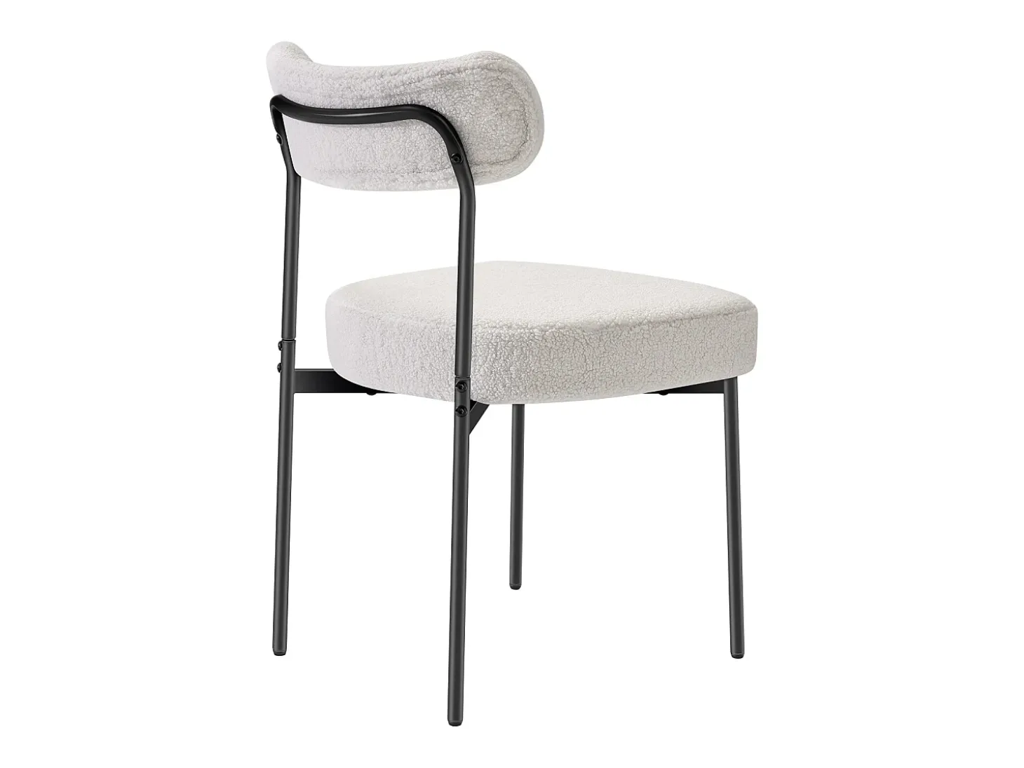 Sillas de Comedor Bouclettes SucceBuy, Juego de 4 Sillas de Cocina Sherpa, con Respaldo Curvo y Patas de Metal, para Mesa de Comedor, Blanco