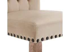 Sillas de comedor con campana decorativa, juego de 4, patas de madera maciza, terciopelo camel claro, clavos decorativos (49 x 63 x 95 cm)