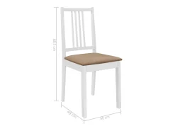 Sillas de comedor con cojines de madera maciza blanca 6 unidades