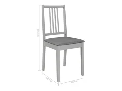 Sillas de comedor con cojines de madera maciza gris 2 unidades